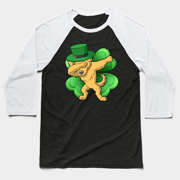 Dabbing Golden Retriever Dog Irish St Patricks Day Baseball T-Shirt by E